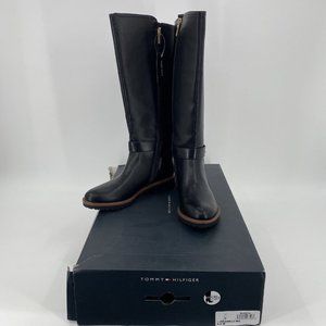 Tommy Hilfiger Women's Riding Boots Black Faux Leather Size 8.5 NEW Wide Calf